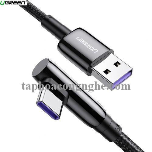 Ugreen 70431 50cm bẻ góc C 90 độ Cáp USB A sang Type-C 2.0 màu đen truyền dữ liệu từ máy tính ra điện thoại dài 0.5M US317 30070431